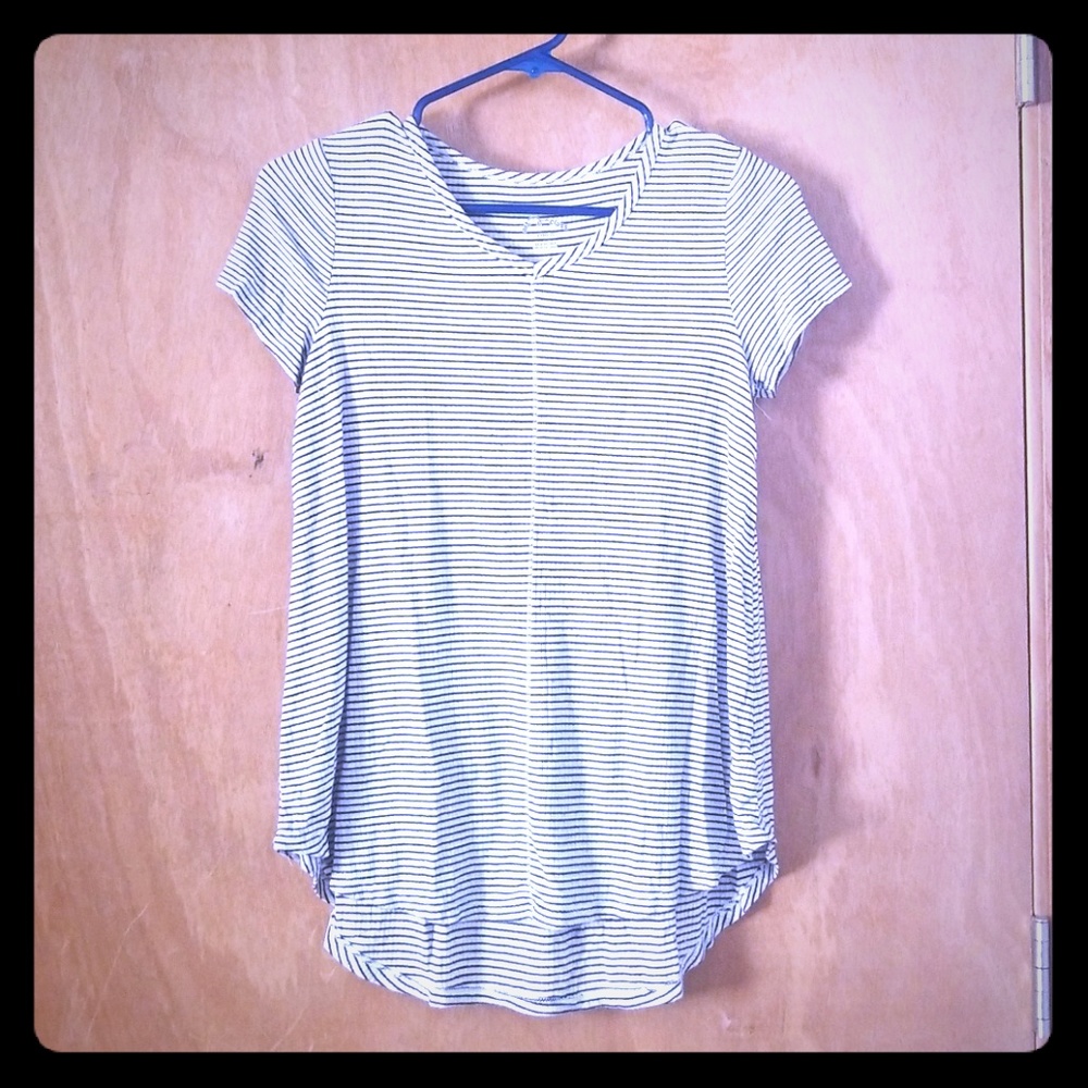 Black and white striped blouse